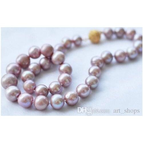 Rare 8-9MM Genuine Lavender cultured pearl necklace Magnet Clasp >Dongguan girl Store free shipping