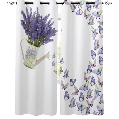 Luxury Curtains Purple Lavender Butterfly Blackout Curtain for The Bedroom Home Decor Living Room Kitchen Blackout Curtain