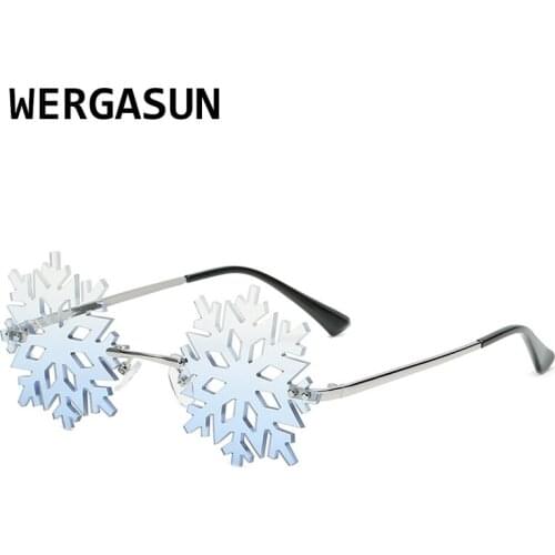 WERGASUN Fashion Christmas Snow Sunglasses Unique Rimless Party Glasses