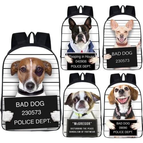 Funny Bad Dog Backpack Bulldog Pug Men Women Rucksack Children School Bags for Teenager Girls Boys School Backpacks Bookbag Gift