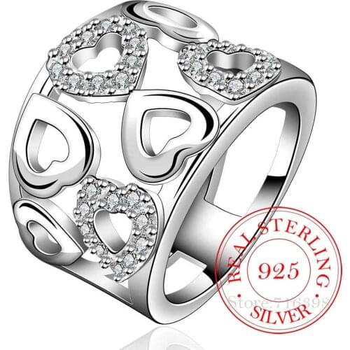 2020 New Arrival 925 Sterling Thumb Heart Crystal Rings for Women Big Wide Finger Ring For Unisex Jewelry Mama Men Best Gift