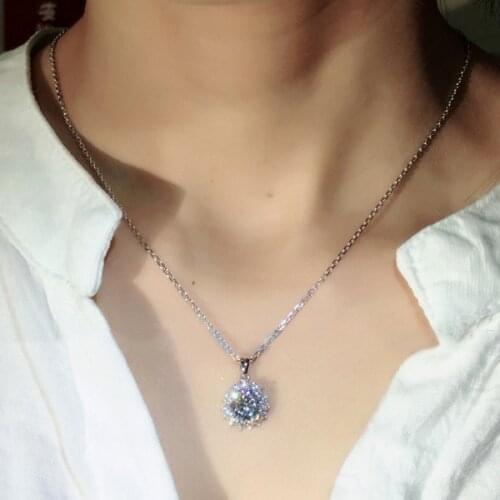 DIWENFU Genuine 925 Sterling Silver 45cm Necklace Pendant for Women Collares Mujer Silver 925 Jewelry 2 Carat Zircon Necklaces
