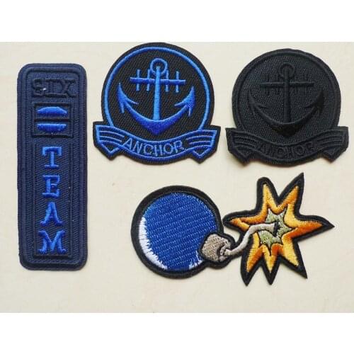 1 Pcs Cute Anchor Bomb Embroidery Iron On Patches For Clothing Dress Jeans Applique Garment Hat Badges Stripe Sticker Transfer