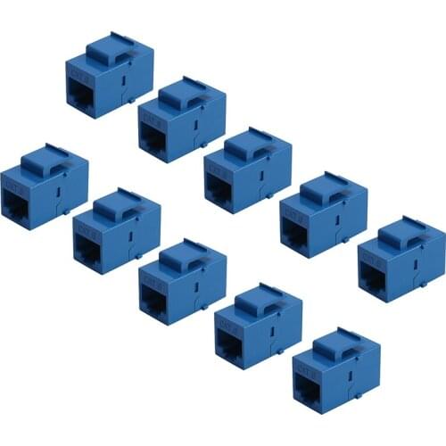 10Pcs RJ45 Connector Keystone Jack Cat6 Extension Coupler Ethernet Network LAN Cat 6 Coupler Jacks Extend Adapter