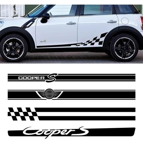 2Pcs Car Side Door Body Waist Skirt Decal Stickers Trim For MINI Cooper Clubman Countryman F54 F55 F60 R55 R56 R60 Accessories