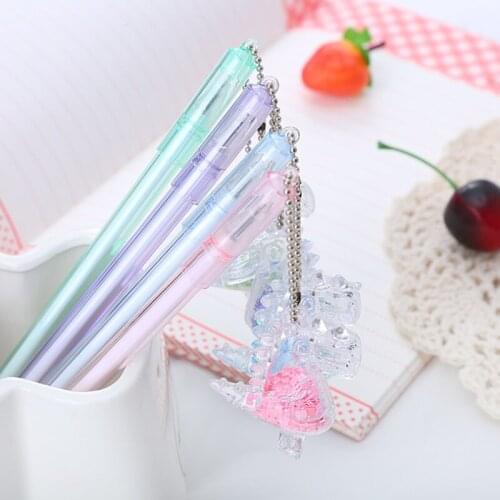4pc Kawaii Sequined Dinosaur Gel Pen Creative Learning Stationery Office School Supplies Signature Pen Student Exam Black Pen