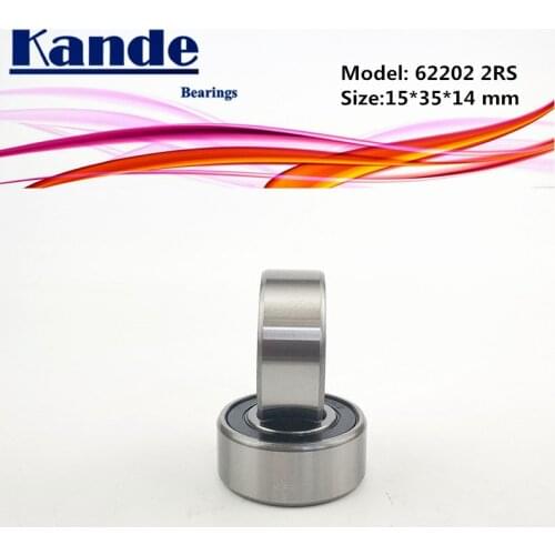 62202 2pcs 15x35x14 ABEC-1 62202 2RS Thicken Single Row Deep Groove 62202 Ball Bearing 62202RS