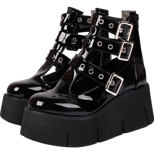 Angelic imprint woman girl lolita cosplay shoes lady high heels wedges Pumps College style student dress party shoes 987 8cm 46