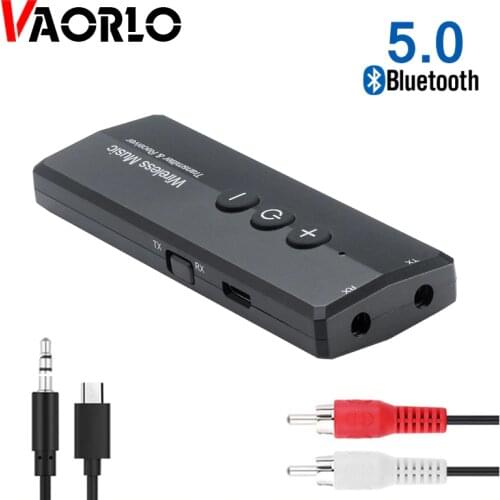 Bluetooth Audio Receiver Transmitter V5.0 Wireless Audio Dongle RCA 3.5mm Jack Aux 3 in 1 Adapter for Home TV Headphone PC Car