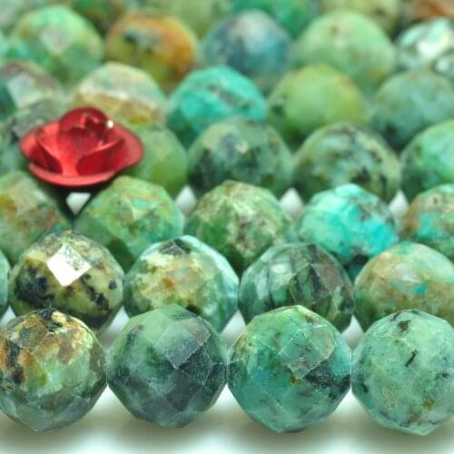Natural African Turquoise Faceted Round Beads Wholesale Loose Gemstones Semi Precious Stones for Jewelry Making Diy Bracelet