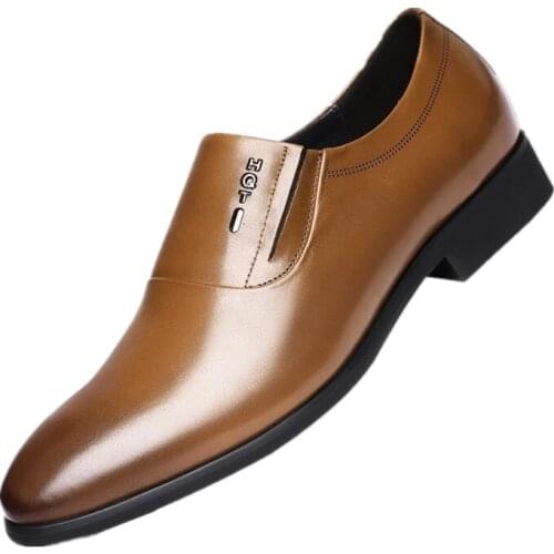 Classical Men Dress Shoes Flat Formal Mens Business Oxfords Casual Shoe PU Leather Shoes Slip-on Plus Size Male Footwear italian