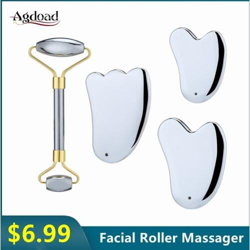 Face Guasha Jade Roller Face Massager Scraping Anti Wrinkles Heart-shaped Scraper Anti Aging Gua sha Skin Care Set