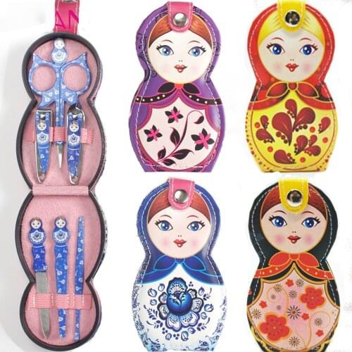 BQAN 6pcs/Set Nail Set Scissors Russian doll Pedicure Sets Nail Tool Travel Kit Clipper Care Clipper Grooming Portable Manicure