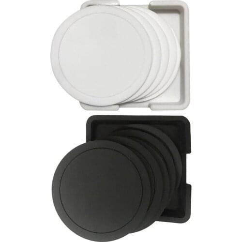 Non-slip Silicone Drinking Coaster Set Holder Cup Coaster Mat Set Round Coffee Cup Mat Set Black Tabletop for Home Office 7Pcs