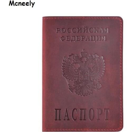 Hot Genuine Crazy Horse Leather Passport Cover Solid Credit ID Card Case Holder Business Unisex Travel Wallet Case