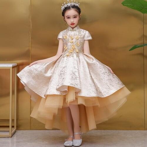 Flower Girl Dresses Appliques Embroidery Pearls Sequined High Short Princess Knee-Length Tulle Luxury Lace Kids Party Gown H184