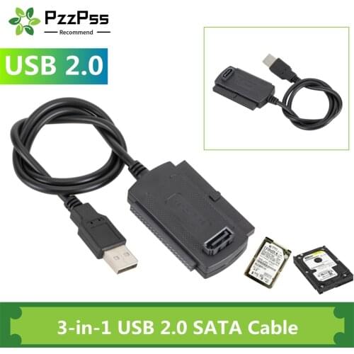 PzzPss 3in1 USB 2.0 IDE SATA Converter Cable SATA 2.5 3.5 Inch IDE Hard Drive Disk HDD Adapter Cable for PC Laptop Converter
