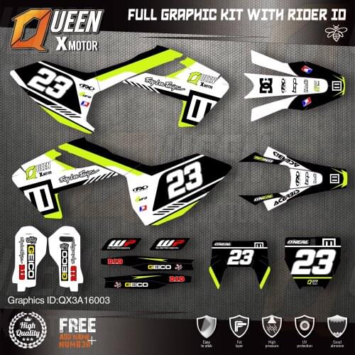 QUEEN X MOTOR Custom Team Graphics Decals 3M Stickers Kit For Husqvarna Decal 2016-18 TC FC TX FX FS 2017-19 TE FE 125-450CC 03
