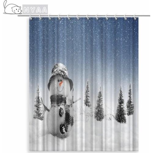 Merry Christmas Santa Claus Snowman Deer Christmas Present Bathroom Shower Curtains Frabic Waterproof Polyester Bathroom Curtain