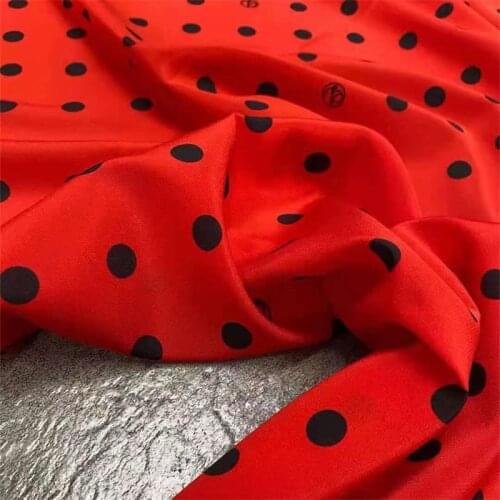 Silk Fashion Shirt Fabric Classic Polka Dot 18mme Stretch Crepe De Chine Dress Polka Dot Mulberry Silk Luxury Dress Fabric