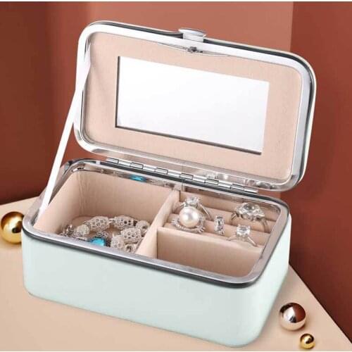 Jewelry Storage Box PU Leather Travel Jewellery Box European and American Portable Necklace Ring Bracelet Organizer Women Gift