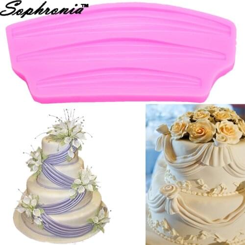 Sophronia Chocolate Mold Classic Swag Cake Border Cupcake Mold Ribbon Mould Baking Sugarcraft Cake Tool , 22.1*11.2*1.3CM