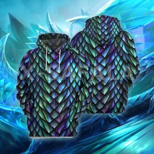 Blue Dragon scale 3D Print Hoodies Pullover Sweatshirts Man Women Harajuku Outwear Casual Unisex Zipper Jacket Tracksuit