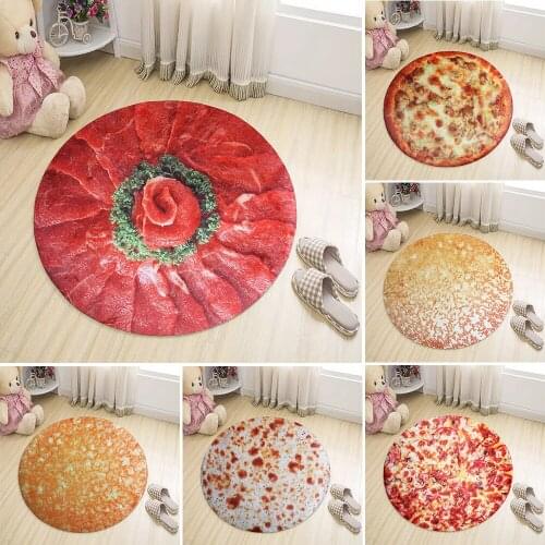 Food Creation Burrito Baked Cake Meat Printed Circle Mat Living Room Non-slip Floor Mat doormat
