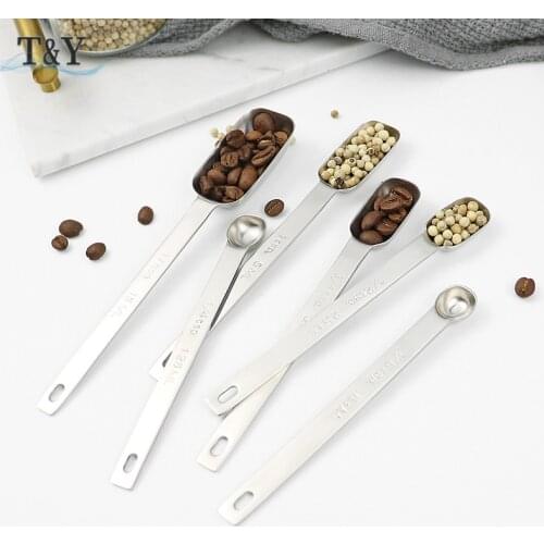 T&Y 6 PCS Narrow Head Stainless Steel Measuring Spoons Engraved Measurements for Thin, Narrow Mouth Spice Jars for Dry & Liquid