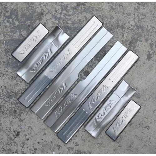 High quality stainless steel inside external Scuff Plate/Door Sill Protector Sticker Car Styling For 2013-2017 Ford Kuga(8pc)