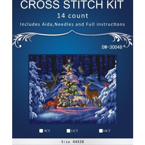Top Quality Christmas Counted Cross Stitch Kit Woodland Glow Winter Snow Christmas Animals dim 70-08922 Similar DMC