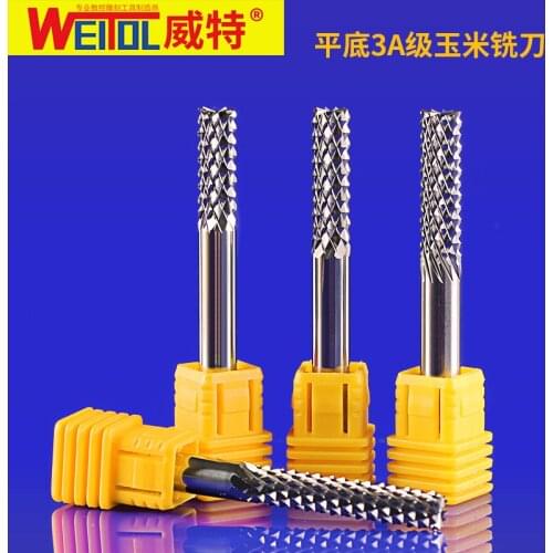 Weitol 1pcs 3A free shipping flat bottom corn teeth end mill PCB milling cutter electric wood hard material cutting tools