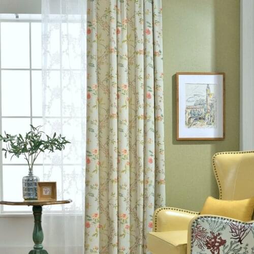 Curtain Fabric Modern Rural American Country Style Polyester Cotton Printed Curtains for Living Room and For Bedroom