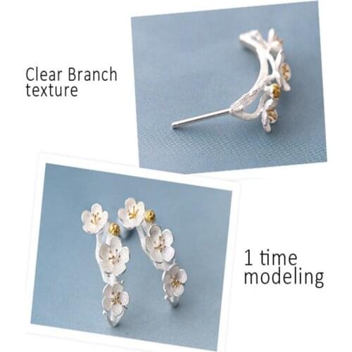 Female Fashion Cherry Blossom Stud Earrings for Women Lovely Fresh Flower Prevent Allergy Earrings Party Jewelry Girl Gifts