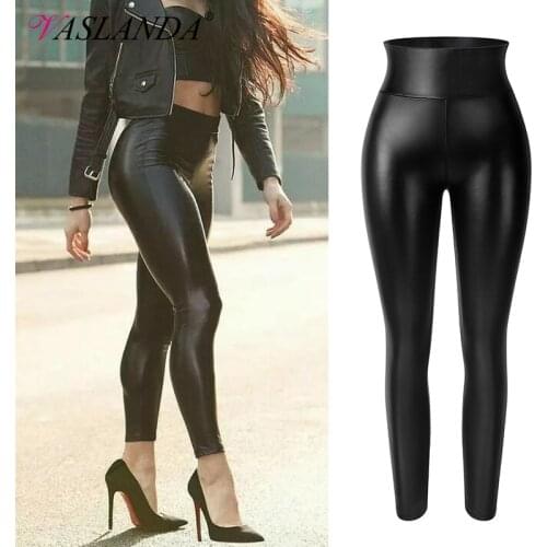 PU Leather Pencil Pants Women Sexy Tight Booty Up Skinny Leggings Faux Leather Trousers High Waisted Tummy Control Slim Jeggings