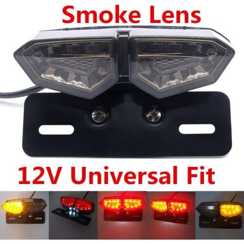1Pc Multifunction Motorcycle Bike LED Stop Brake License Plate Rear Tail Light Smoke Len Universal LED Brake Tail Light