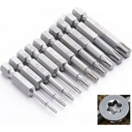 12Pcs Magnetic Torx Screwdriver Bits Set Electric Screwdriver 50mm Lenght T5-T40