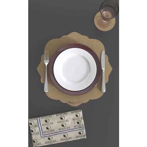 2pcs/set Solid Design Placemats With Coaster Non Slip Table Mats Kitchen Wood Mdf Accessories Home Pad Coaster Dining Table