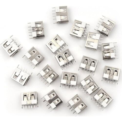 20Pcs/lot USB Type A Female Solder Jacks Connector PCB Socket USB-A type Vertical 2.0 4pins Wholesale