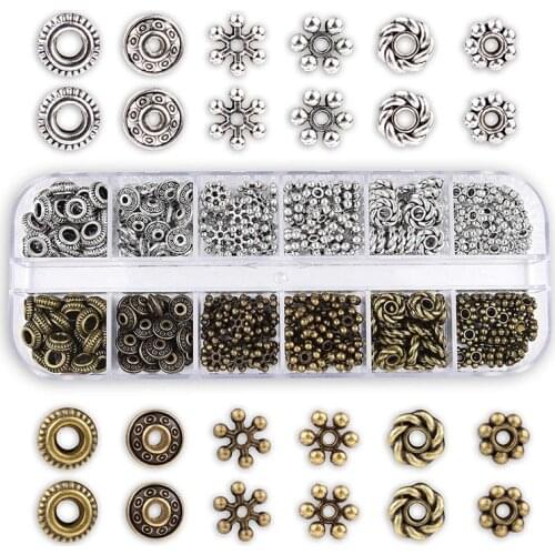 300 Pieces of 6 Retro Silver Bronze Spacer Beads, Metal Washers, Jewelry Accessories, Used for Making Bracelets, Necklaces and J