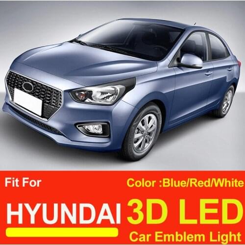 3D Car Emblem Light Badge Cvoers Auto Logo Lamp Accessory for I30 TUCSON GENESIS VERNA Elantra SONATA YTUCSON ACCENT IX35