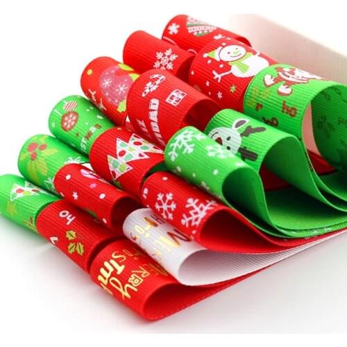 5meter/lot 25mm Christmas Wrap Ribbon Ribbed Belt Gift red ribbon Handmade DIY Decorative Snowflakes Tree Red Green Ribbon T-011