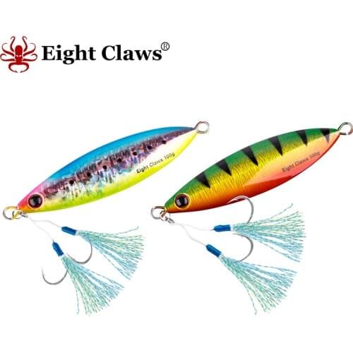 EIGHT CLAWS 100g Metal Jigging Lure Saltwater Fishing Wobber Jig Bait Artificial Swimbait Boat Trolling Lead Jigs