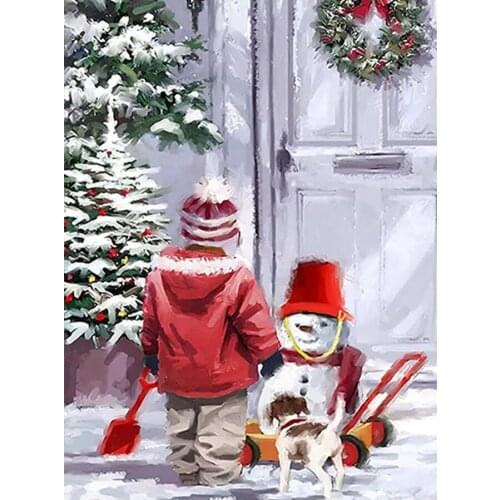 Snowman 5d diy diamond painting cross stitch full square round drill mosaic embroidery kid christmas gift wall decoration AA2848