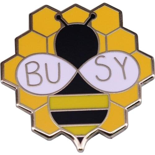 You're a busy bee honey brooch A unique hand illustrated bumble bee art pin with message perfect show off your flair collection