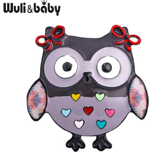 Wuli&baby Lovely Multicolor Owl Brooches For Women Unisex 4-color Enamel Bird Party Casual Brooch Pins Gifts