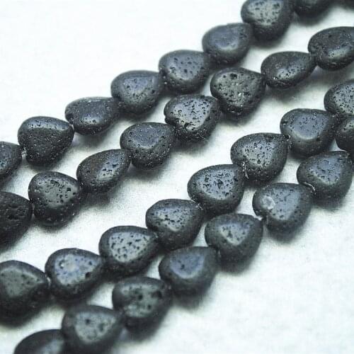38PCS Black Lava Stone String Heart Shape Size 10MM Loose DIY BEADS Accessories Good Choice For Women Bracelets Making Accessory