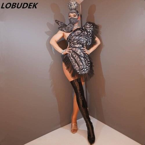 Black Pearl Butterfly Wing Veil Tailing Dance Costume Women Party Show Role Playing Cosplay Costume Nightclub Performance Outfti