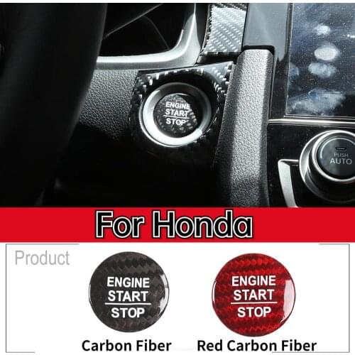 For Honda Accord Odyssey CITY Civic CRV URV JADE FIT INSPIRE Real Carbon Fiber Car Engine Start Stop Switch Button Trim Cover