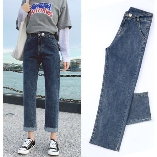 Jeans Women Denim Long Trousers Straight Korean Style Pockets Womens High Waist Casual Loose Students Streetwear Harajuku Chic